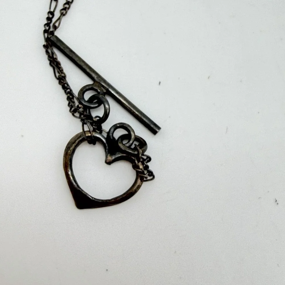 Vtg Swarovski Cluster Heart‎ Necklace Sterling Silver 925 Peacock AB Crystals